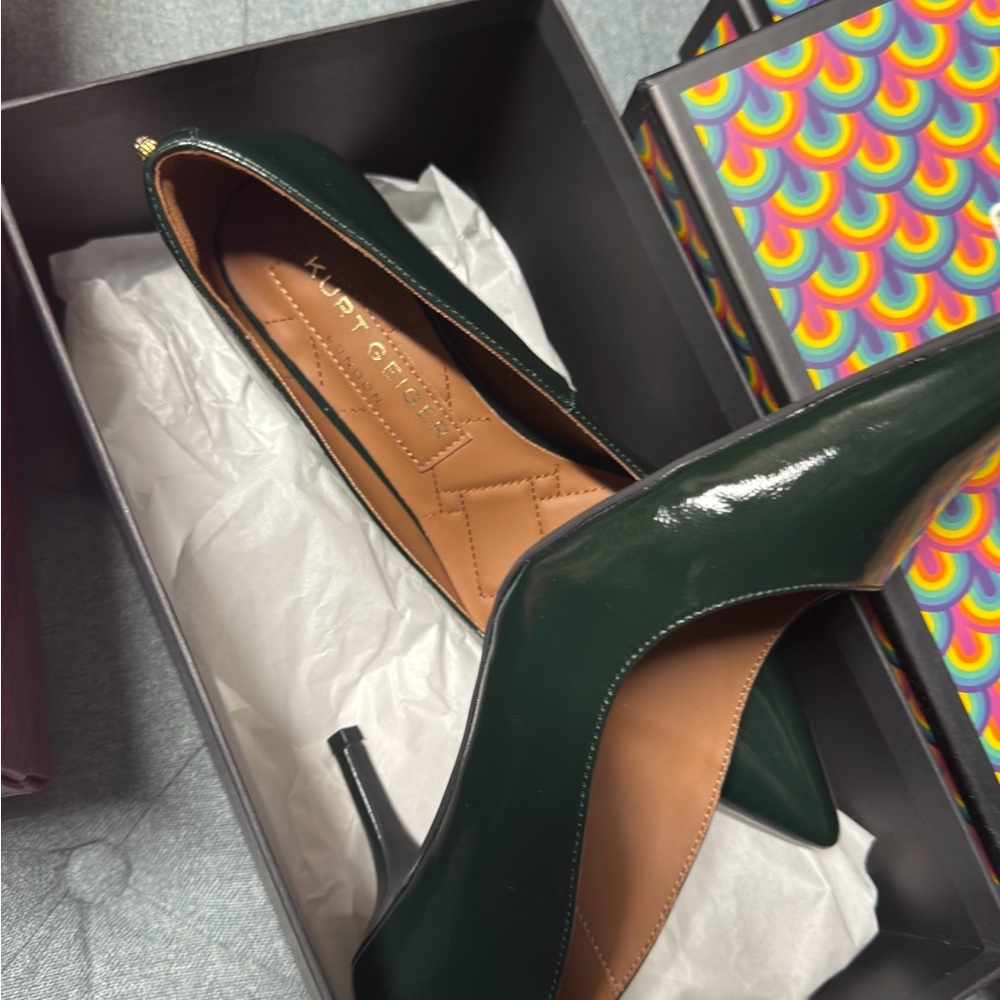 Kurt Geiger Dark Green Patent Heels
